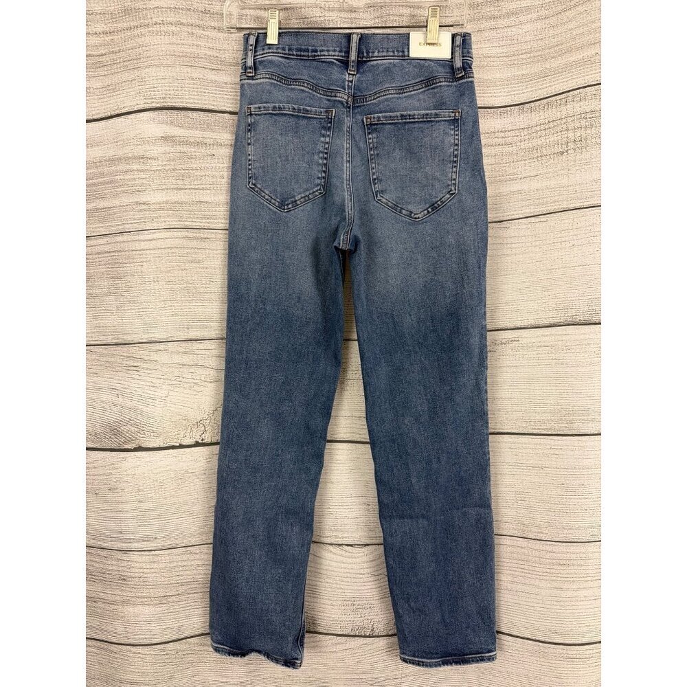 Express Modern Straight High Rise Distressed Jeans 2R - Picture 2 of 3